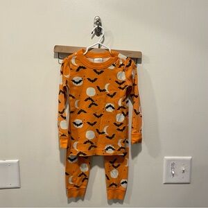 Hanna Andersson organic long John pajama set kids sz 100 US 4 Halloween bats